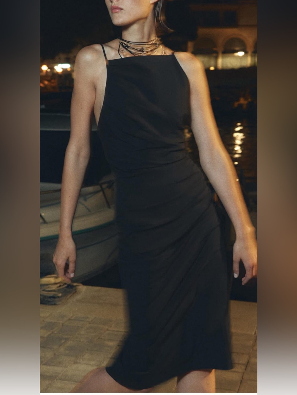 Zara ZW Collection Draped Midi Dress